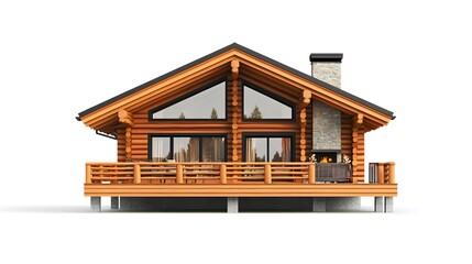 Wooden Home Portrait In White Background