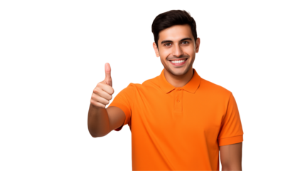 Smiling man gives thumbs up positive feedback approval