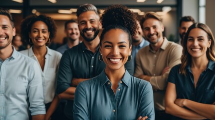 Obraz premium Diverse Colleagues Standing Together with Confidence and Unity 