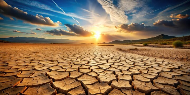 Drought cracked landscape with dead land, drought, cracked, desert, dry, terrain, environment, arid, barren, parched
