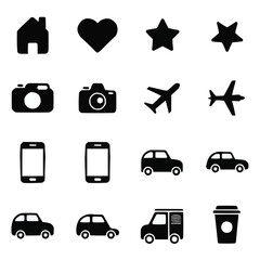 Modern silhouette vector icons for digital use