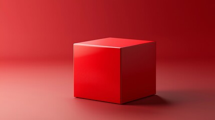 A single red box sits on a red surface