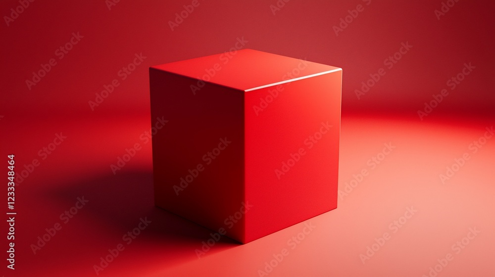 Poster A Red Cube Sits on a Red Surface