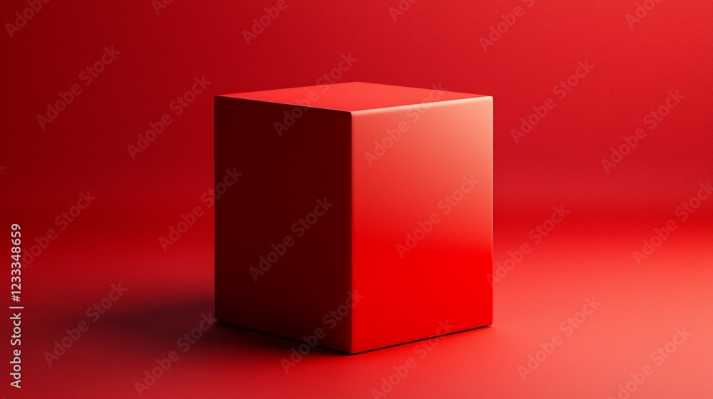 Poster A Red Cube Sits On A Red Surface