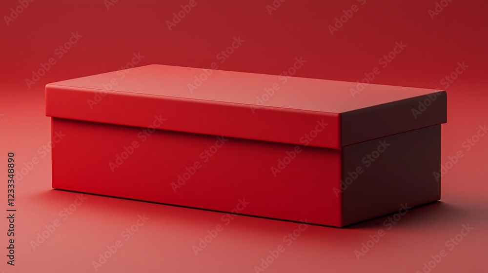 Poster A Single Red Rectangular Box Sits On A Red Surface