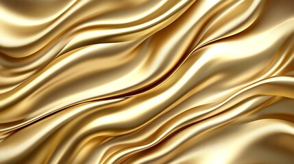 Fototapeta premium Golden Silk Drapery Elegant Flowing Fabric Waves