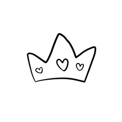 Illustration of a Crown with Hearts