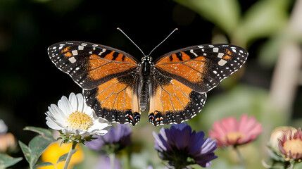 Obraz premium Butterfly perched on flowers in garden