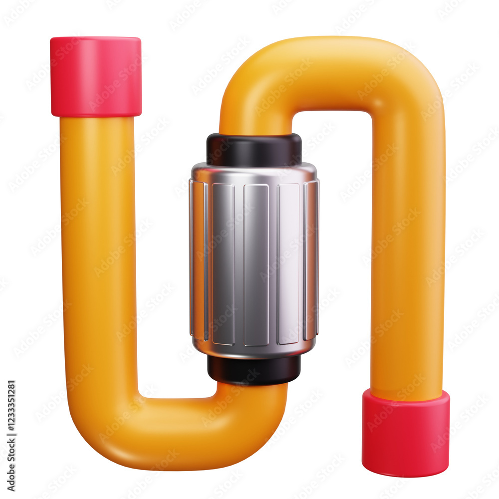 Wall mural pipe 3d render icons