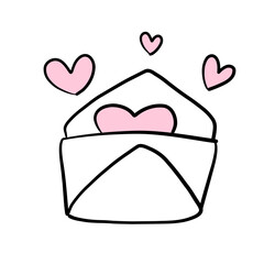 Illustration of Love Letter with Hearts