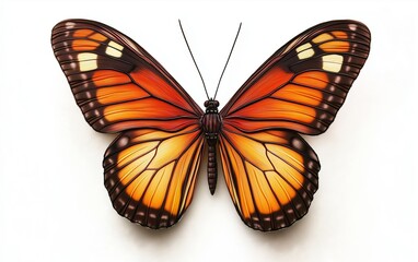 Fototapeta premium Realistic detailed anatomy of butterfly with white background