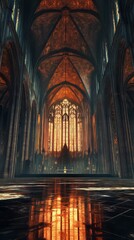 Fototapeta premium Golden light floods gothic cathedral