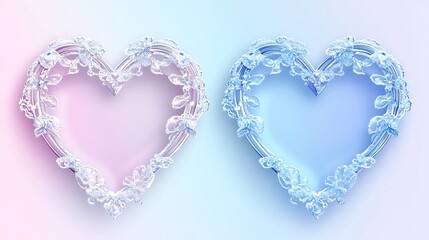 Two ornate hearts adorned with delicate floral designs