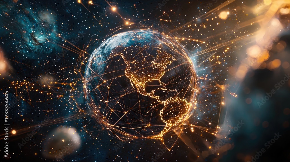 Poster global network with a visual representation of interconnectedness