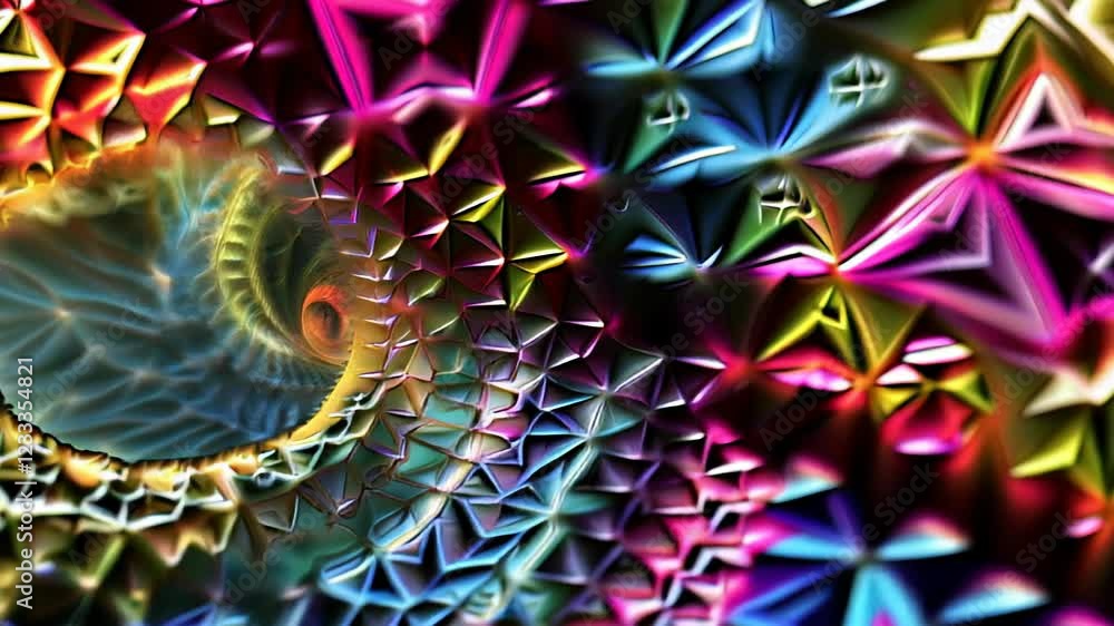 Aufkleber kaleidoscopic vortex: a mesmerizing abstract image showcasing a vibrant swirl of multicolored geomet