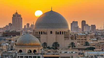 Sunset over Baghdad: Domes and City Skyline © slamet