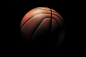 Basketball in Dramatic Lighting on Black Background