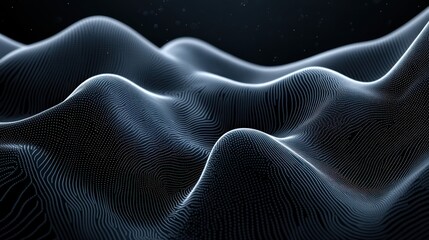 Dark, flowing digital waves, abstract background, futuristic design