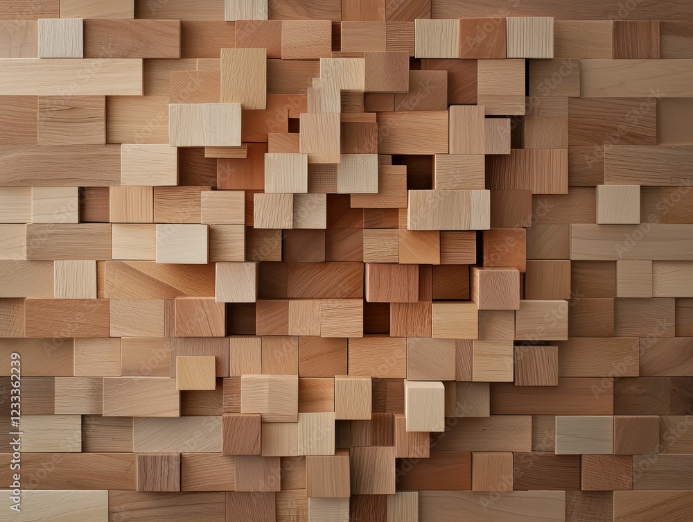Poster abstract wooden texture composed of various block shapes.