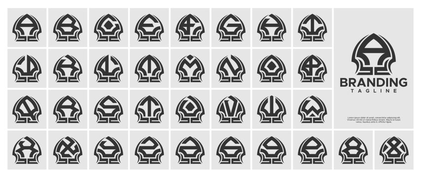 Luxury line abstract letter A-Z monogram logo set