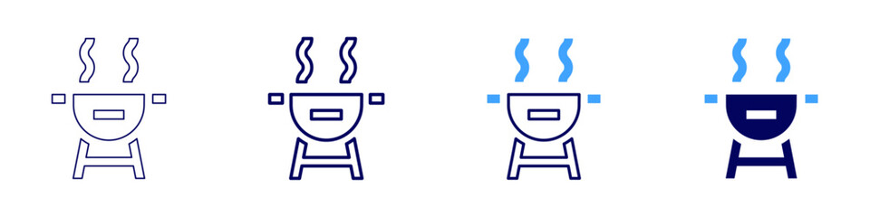 Bbq icon in 4 different styles. Thin Line, Line, Bold, and Bold Line. Duotone style. Editable stroke