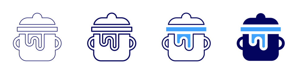 Beef stew icon in 4 different styles. Thin Line, Line, Bold, and Bold Line. Duotone style. Editable stroke