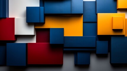 Abstract Colorful 3D Geometric Blocks Design, Cubes Pattern, Modern Art Background