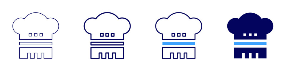 Chef hat kitchen icon in 4 different styles. Thin Line, Line, Bold, and Bold Line. Duotone style. Editable stroke