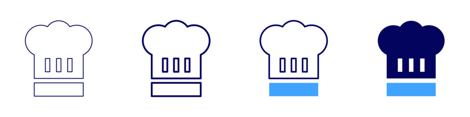 Chef hat icon in 4 different styles. Thin Line, Line, Bold, and Bold Line. Duotone style. Editable stroke