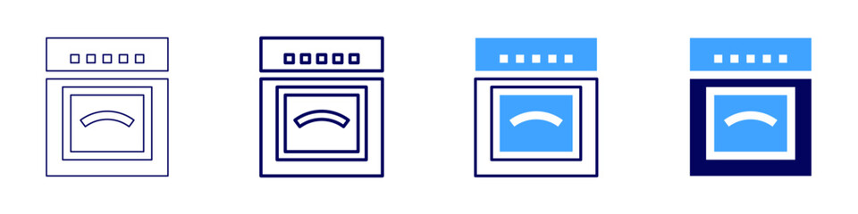Cooking oven icon in 4 different styles. Thin Line, Line, Bold, and Bold Line. Duotone style. Editable stroke
