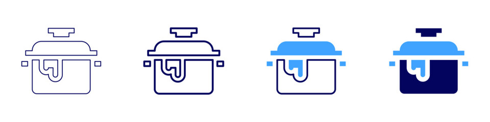 Cooking stewing icon in 4 different styles. Thin Line, Line, Bold, and Bold Line. Duotone style. Editable stroke
