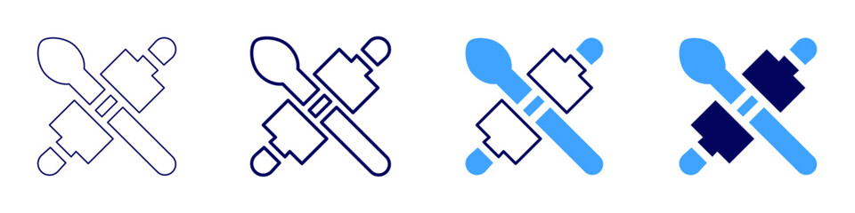 Kitchen rolling tools icon in 4 different styles. Thin Line, Line, Bold, and Bold Line. Duotone style. Editable stroke
