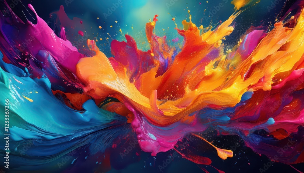 Aufkleber vibrant paint splash colorful k desktop wallpaper bold and artistic abstract expressionism capturing