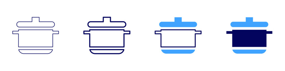 Multi cooker icon in 4 different styles. Thin Line, Line, Bold, and Bold Line. Duotone style. Editable stroke