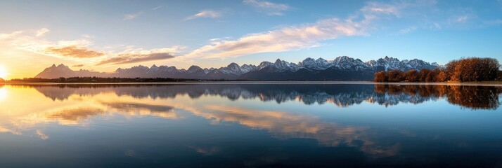 Obraz premium A beautiful lake with mountains in the background