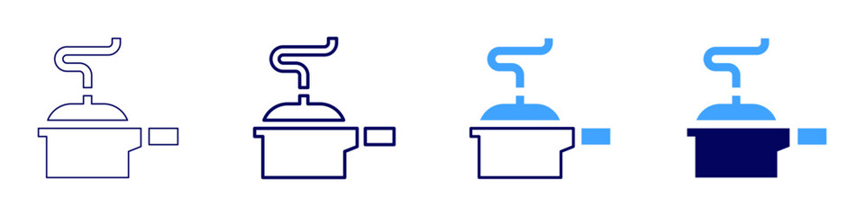 Pressure cooker icon in 4 different styles. Thin Line, Line, Bold, and Bold Line. Duotone style. Editable stroke