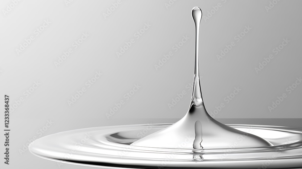 Poster liquid droplet falling creating ripples in a pool