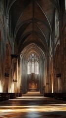 Obraz premium Sunlit Gothic church interior
