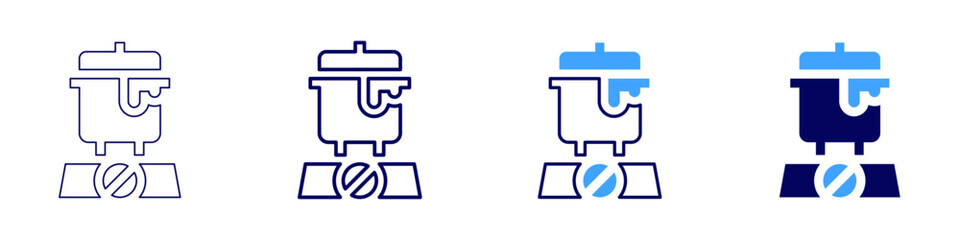 Steaming icon in 4 different styles. Thin Line, Line, Bold, and Bold Line. Duotone style. Editable stroke