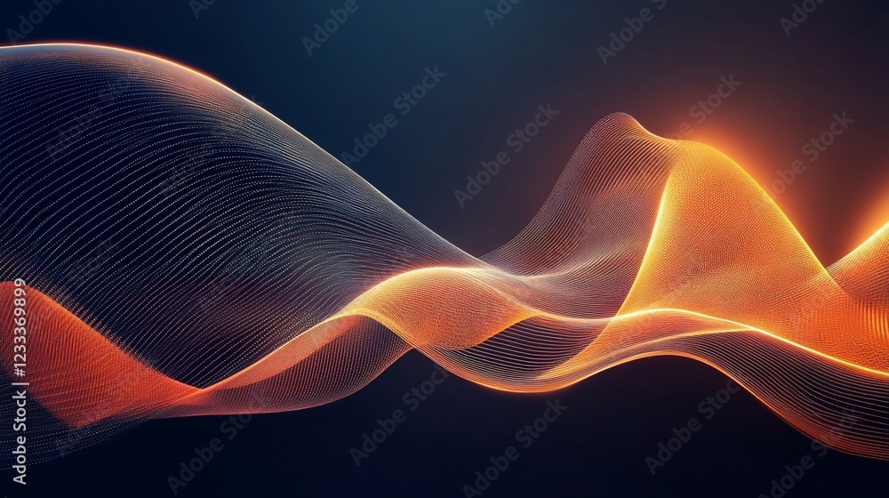 Aufkleber abstract glowing wave pattern of dotted lines on a dark background for technology