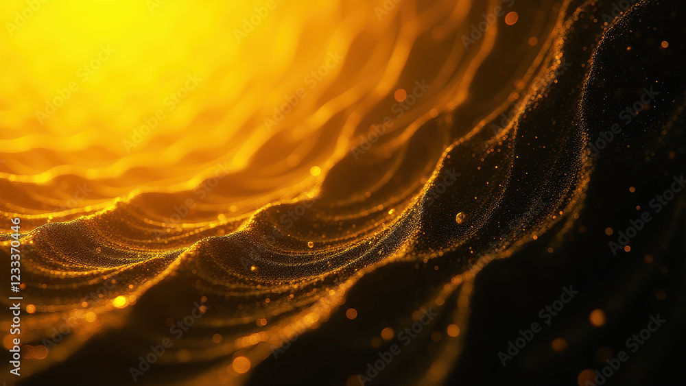 Poster golden particle wave abstract background - abstract backgrounds