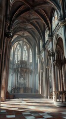 Fototapeta premium Sunlit Gothic church interior