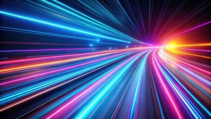 Fototapeta premium Futuristic speed streaks with vibrant neon lights moving rapidly across a dark background, conveying a sense of dynamic energy and motion , dynamic movement, speed