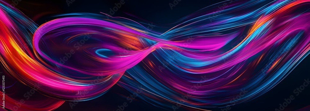 Wall mural an abstract, swirling mix of neon colors on a dark background, creating a sense of motion