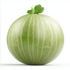 Round Green Watermelon with Leaf - 4K Ultra HD Stock Photo