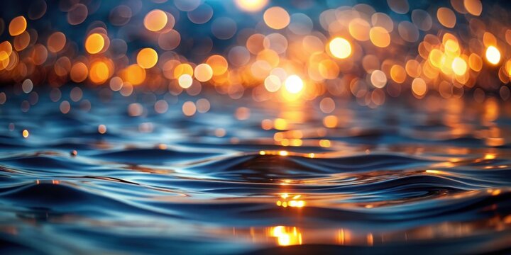 Dark canvas aglow with soft, blue-orange light waves that ripple across its surface like ripples on water, casting an enchanting glow , bokeh effect, textured background