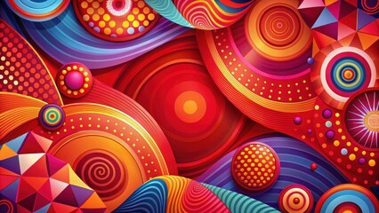 Colorful abstract background with swirling red shapes and bold geometric patterns , red, patterns