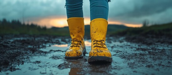 Muddy boots sunset walk