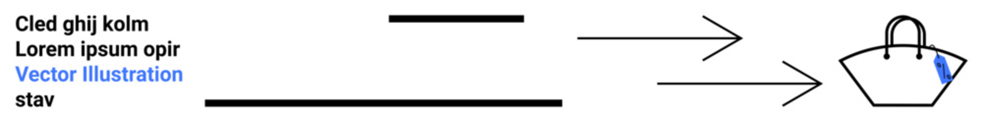 Arrows pointing towards a shopping bag icon, symbolizing data or progression flow. Ideal for e-commerce, logistics, planning, decision-making, workflow, business models, flat landing page banner