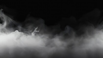Naklejka premium Mysterious Black Backdrop Enveloped by Drifting White Cloudiness An Abstract Panorama of Fog and Mist at Dusk